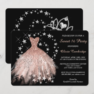 Invitation du Star Shimmer Peach Sweet sixteen Par