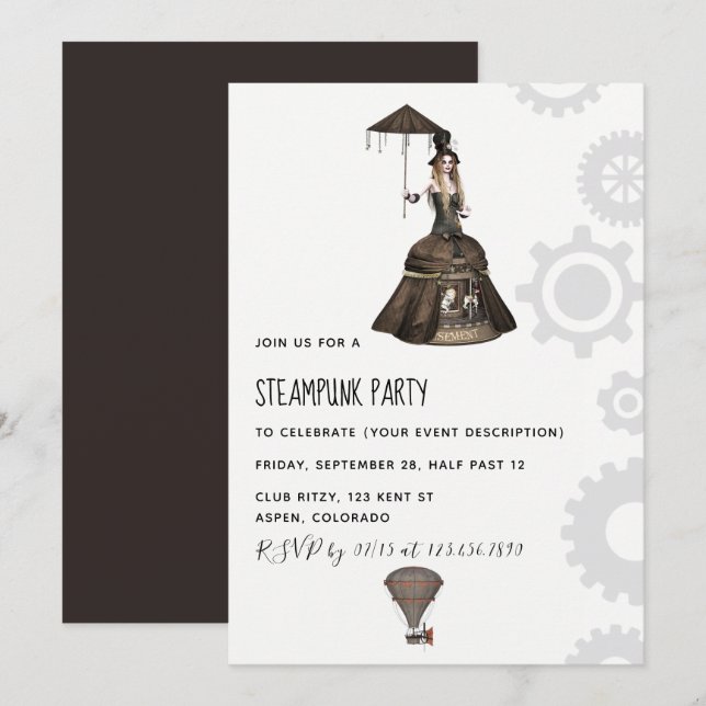 Invitation du Steampunk Party (Devant / Derrière)