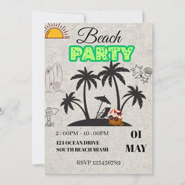 Invitation du Sunset Beach Party (Devant)