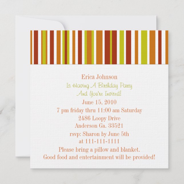 Invitation du Sunshine Party (Devant)