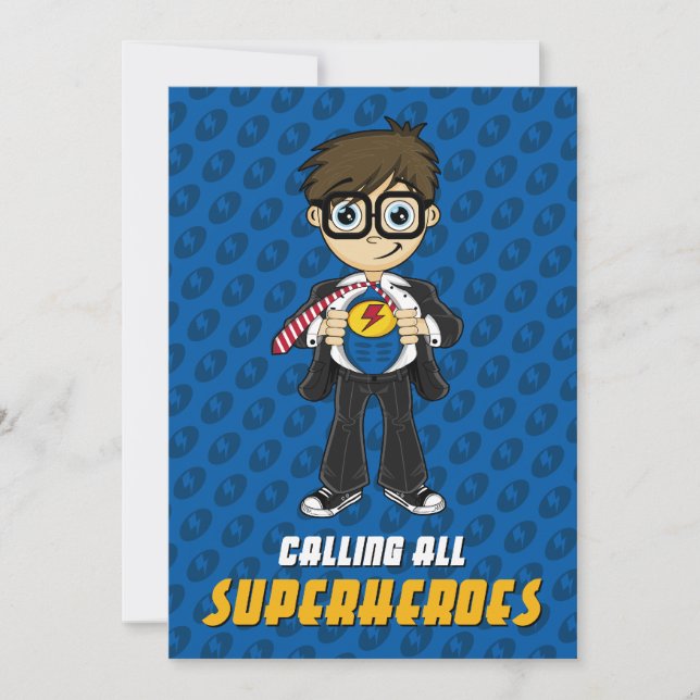 Invitation du Superhero Boy Party (Devant)