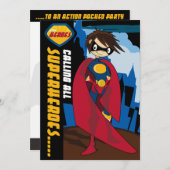 Invitation du Superhero Party (Devant / Derrière)