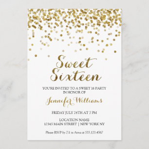Invitation du sweet sixteen 16 de confettis de