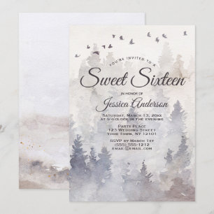 Invitation du Sweet sixteen de forêt mystique