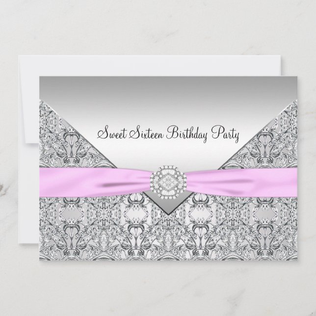 Invitation du Sweet sixteen de la Bow rose (Devant)