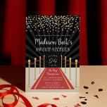 Invitation du Sweet sixteen de tapis rouge Hollywo<br><div class="desc">Les invitations au sweet sixteen à thème hollywoodien chic sont parfaites pour votre moment sous les projecteurs ! Les invitations comprennent un tapis rouge et une corde en velours avec votre nom et des détails sucrés de 16 parties en lettrage blanc,  surmonté de confettis blush et or.</div>