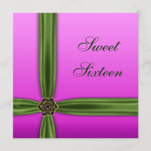 Invitation du Sweet sixteen émeraude rose