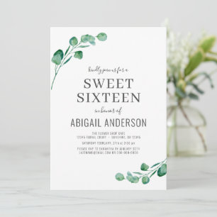 Invitation du Sweet sixteen Eucalyptus Budget
