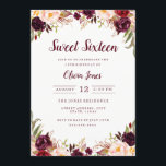 Invitation du Sweet sixteen floral de Bourgogne<br><div class="desc">Collection de Sweets sixteens correspondants dans le Little Bayleigh Store!</div>