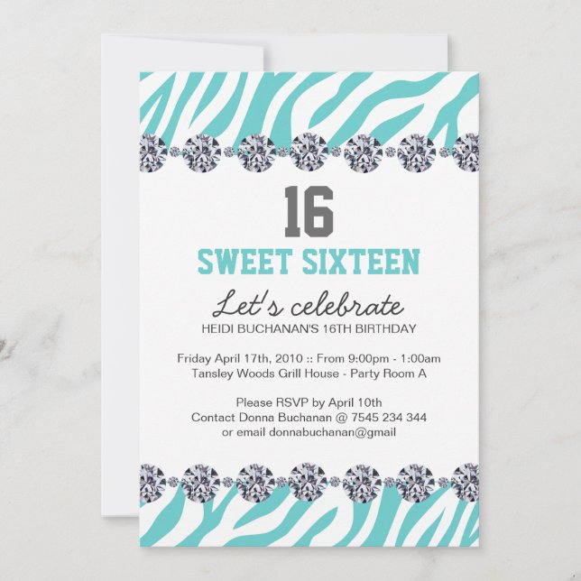 Invitation du sweet sixteen Party (Devant)