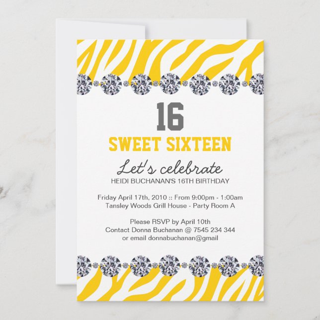 Invitation du sweet sixteen Party (Devant)