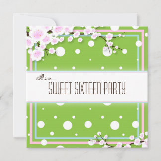 Invitation du Sweet sixteen - Rose vert - points