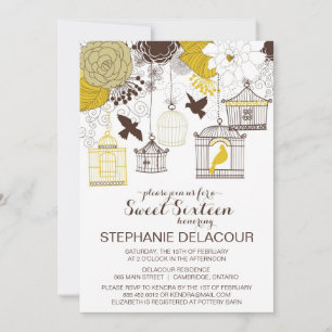 Invitation du Sweet sixteen Vintage Jaune