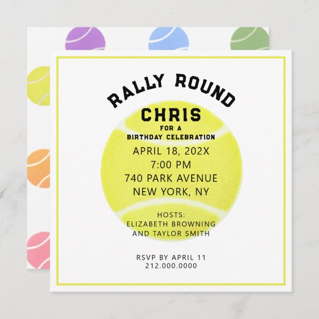 Invitation du Tennis Party (Devant / Derrière)