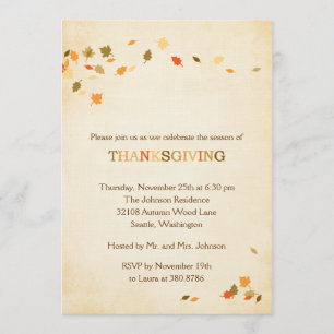 Invitation du Thanksgiving Feuilles Vintages