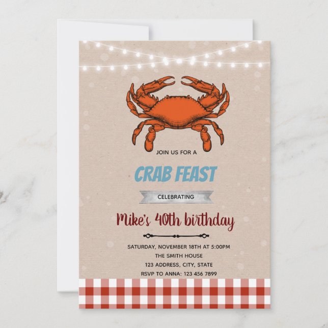 Invitation du thème de la fête du crabe (Devant)