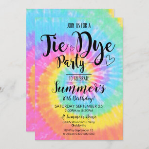Invitation du Tie Dye Party Hippy Tie Dye