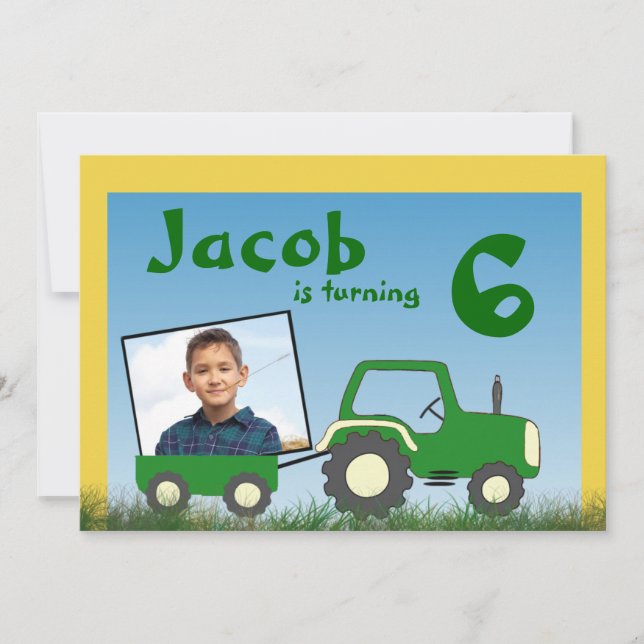 Invitation du Tractor Party : Photo de Cart (Devant)
