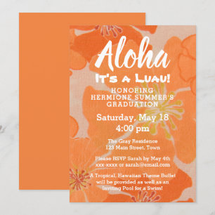 Invitation du Tropical Hawaiian Luau Graduation Pa