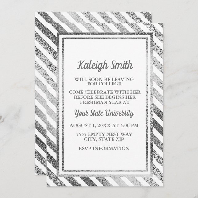 Invitation du Trunk Party customisé Silver White C (Devant / Derrière)