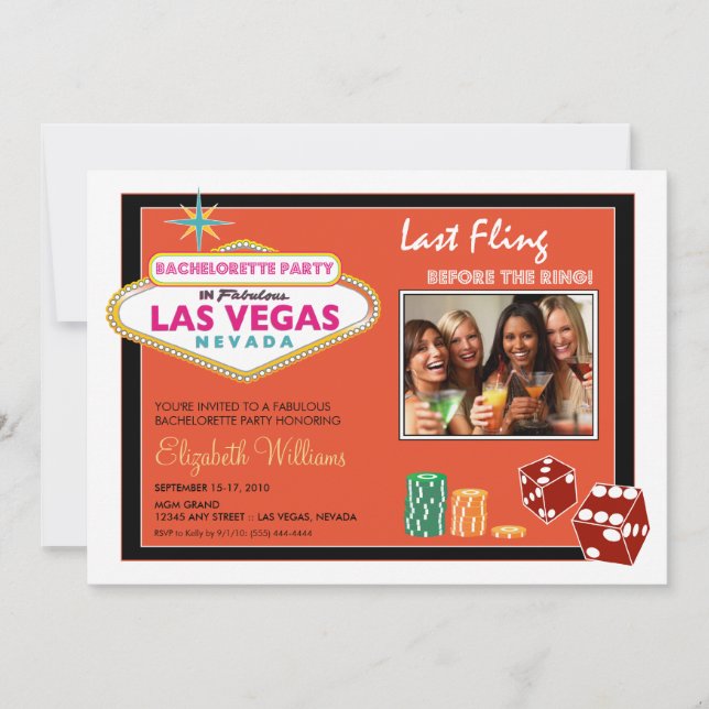 Invitation du Vegas Weekend Bachelorette Party (or (Devant)