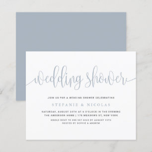 Invitation du Wedding shower de calligraphie bleu 