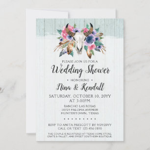 Invitation du Wedding shower de crâne de vache flo
