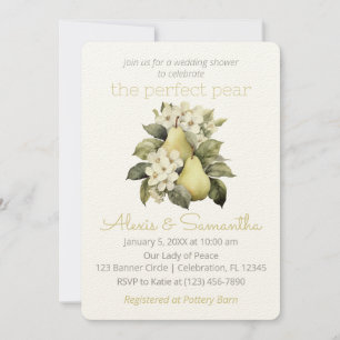 Invitation du Wedding shower de poire vert d'or