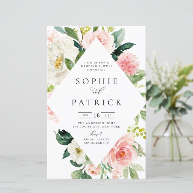 Invitation du Wedding shower du cadre floral de pr (Debout devant)