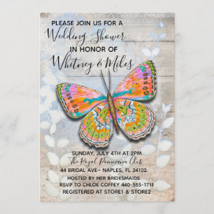 Invitation du Wedding shower du papillon de printe