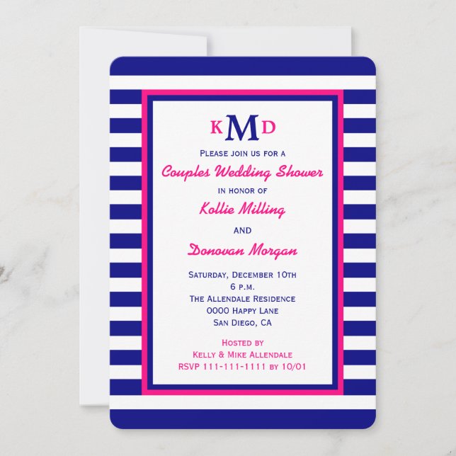 Invitation du Wedding shower Nautical Couple Coed (Devant)