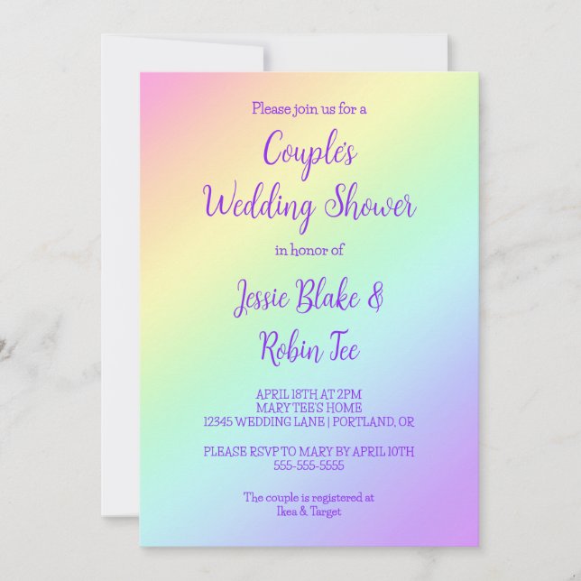 Invitation du Wedding shower Pastel Rainbow Gradie (Devant)