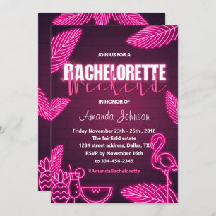 Invitation du week-end de Bachelorette Pink Tropic