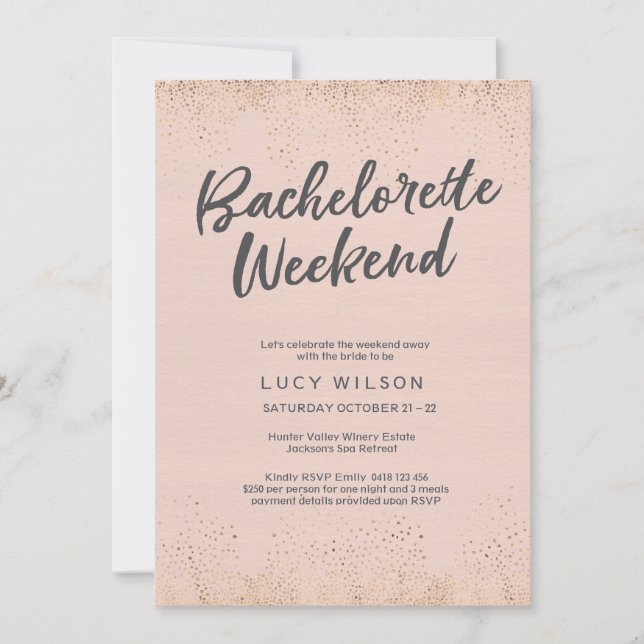 Invitation du week-end de Bachelorette rose vif (Devant)