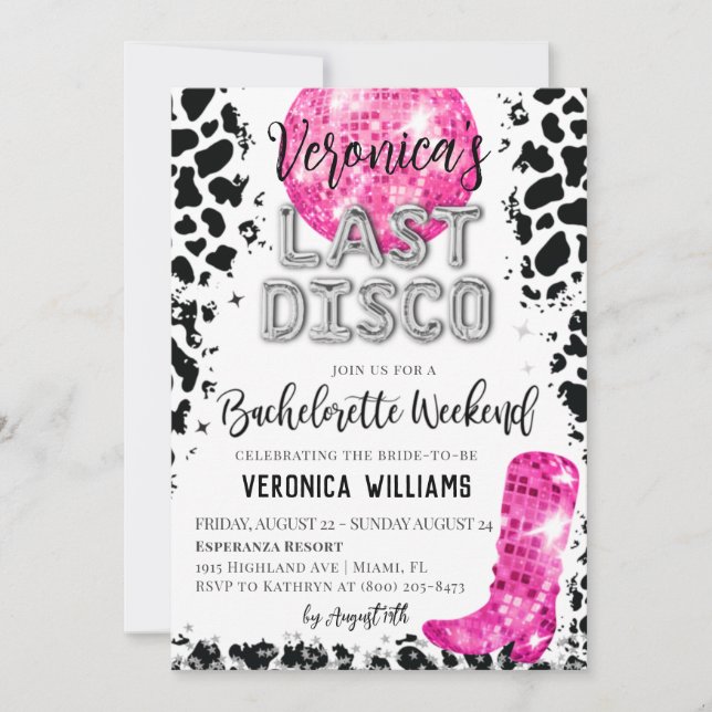 Invitation du week-end Disco Cowgirl (Devant)