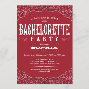 Invitation du Western Paisley Bachelorette Party