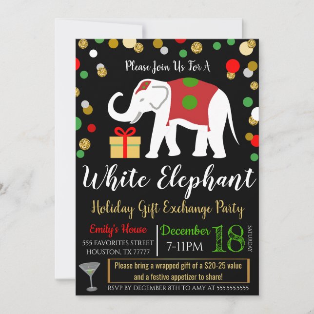 Invitation du White Elephant Exchange Party (Devant)