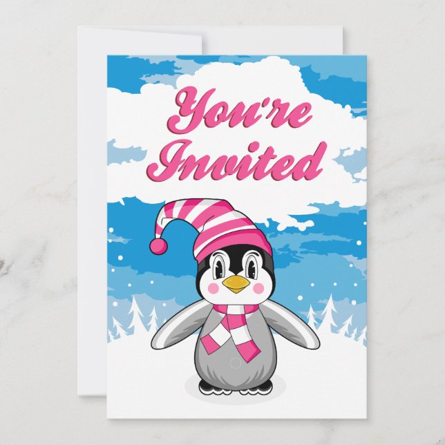 Invitation du Wooly Casquette Penguin Party (Devant)