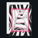 Invitation du Zebra Print & Pink 16th Birthday Par<br><div class="desc">Une élégante invitation à l'anniversaire avec un rectangle rose avec une section centrale au dessus d'un arrière - plan d'impression zébrée à l'avant et à l'arrière. Caractéristiques avant illustrant un gâteau d'anniversaire d'impression rose et zébrée assorti de 4 niveaux arrondis hors centre. Le top du gâteau a un design "16"....</div>