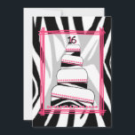 Invitation du Zebra Print & Pink 16th Birthday Par<br><div class="desc">Une élégante invitation à l'anniversaire avec un rectangle rose avec une section centrale au dessus d'un arrière - plan d'impression zébrée à l'avant et à l'arrière. Caractéristiques avant illustrant un gâteau d'anniversaire d'impression rose et zébrée assorti de 4 niveaux arrondis hors centre. Le top du gâteau a un design "16"....</div>