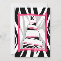 Invitation du Zebra Print & Pink 16th Birthday Par