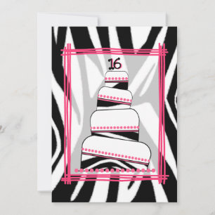 Invitation du Zebra Print & Pink 16th Birthday Par