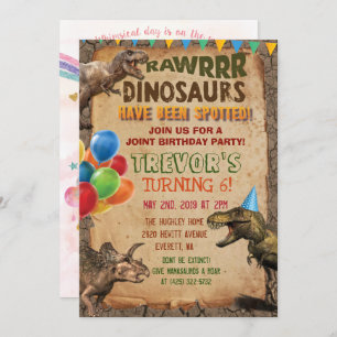 INVITATION DUAL - Unicorn et Dinosaur Invitation d