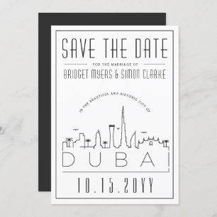 Invitation Dubaï Mariage Deco Style Skyline Enregistrer la da
