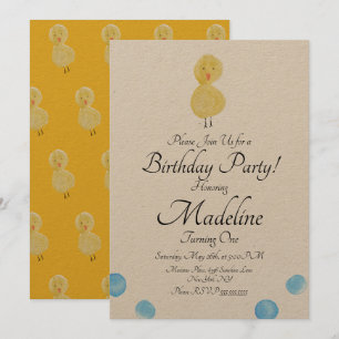 Invitation Duck Aquarelle Peinture Premier Anniversaire fête