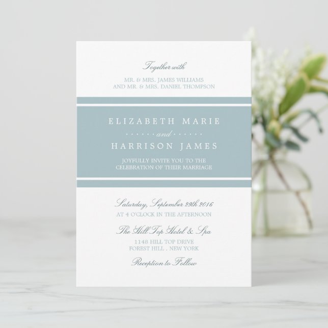 Invitation Duck Egg Bleu Mariage moderne (Debout devant)