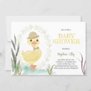 Invitation Duckling Baby Shower Invite Sage