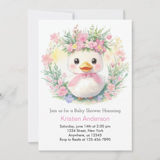 Invitation Duckling Dreams : Fille Baby shower (Devant)