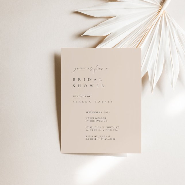 Invitation Dull Pink Minimaliste Douche nuptiale (Dull Pink Minimalist Bridal Shower Invitation)