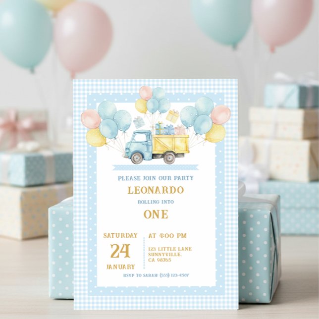 Invitation Dump Truck First Birthday Boy (Créateur téléchargé)